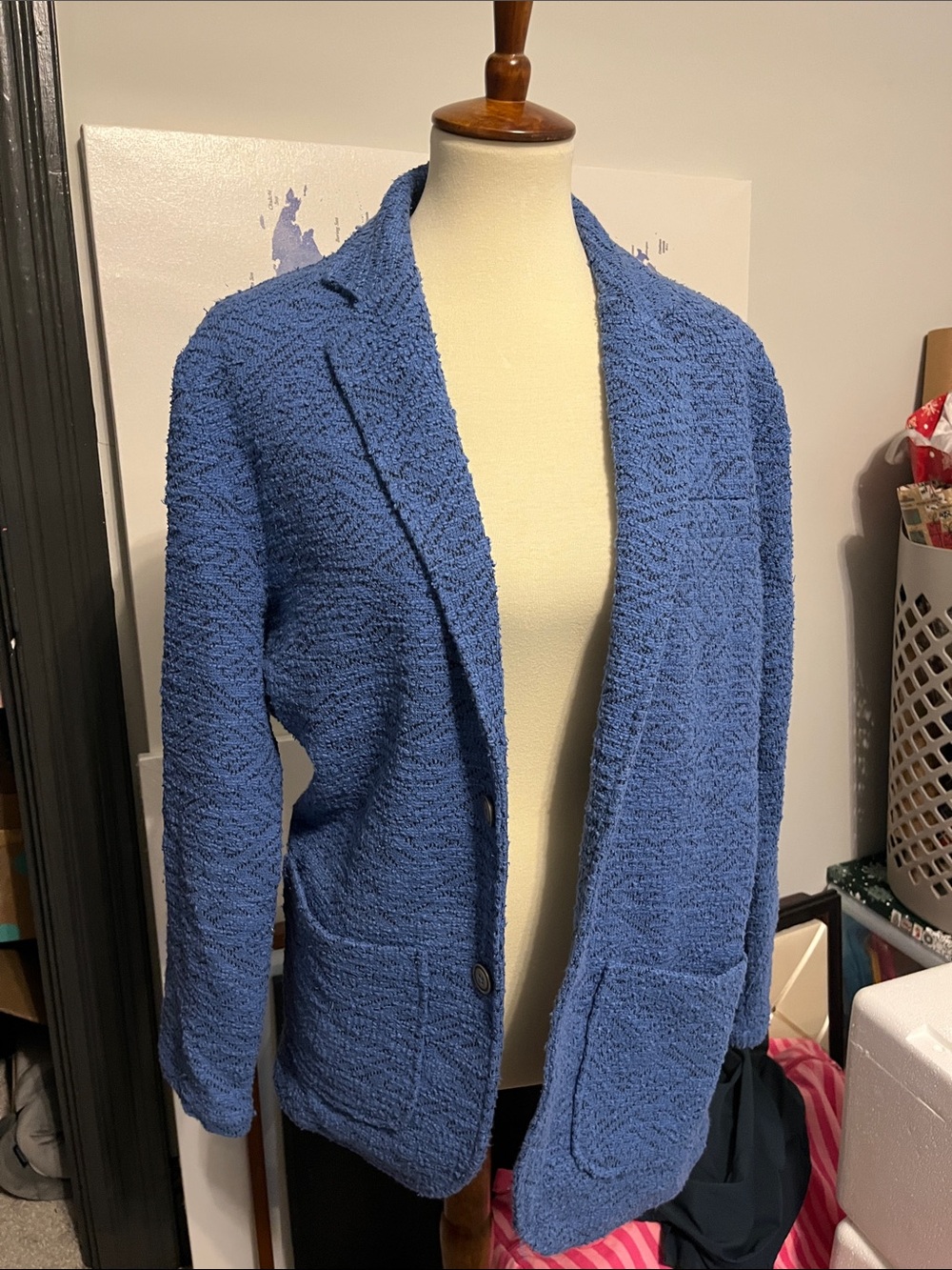 Blue Men's Textured Knit Blazer - Brand Unspecified